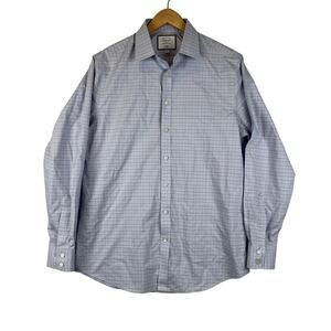 Charles Tyrwhitt Blue Pink Mens‎ 16.5-36 Plaid Non-Iron Slim Fit Dress Shirt